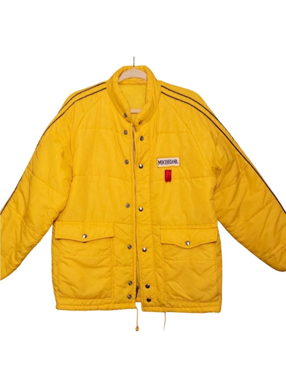 MicheLOB Men’s Yellow Quilted Puffer Jacket with Stripe Detail
